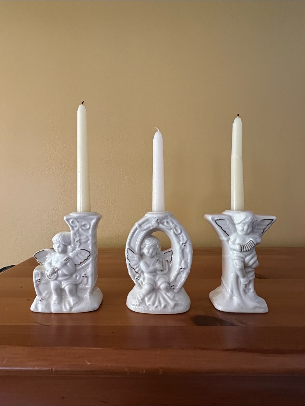 White Angel Ceramic Candle Holders - Set of 3